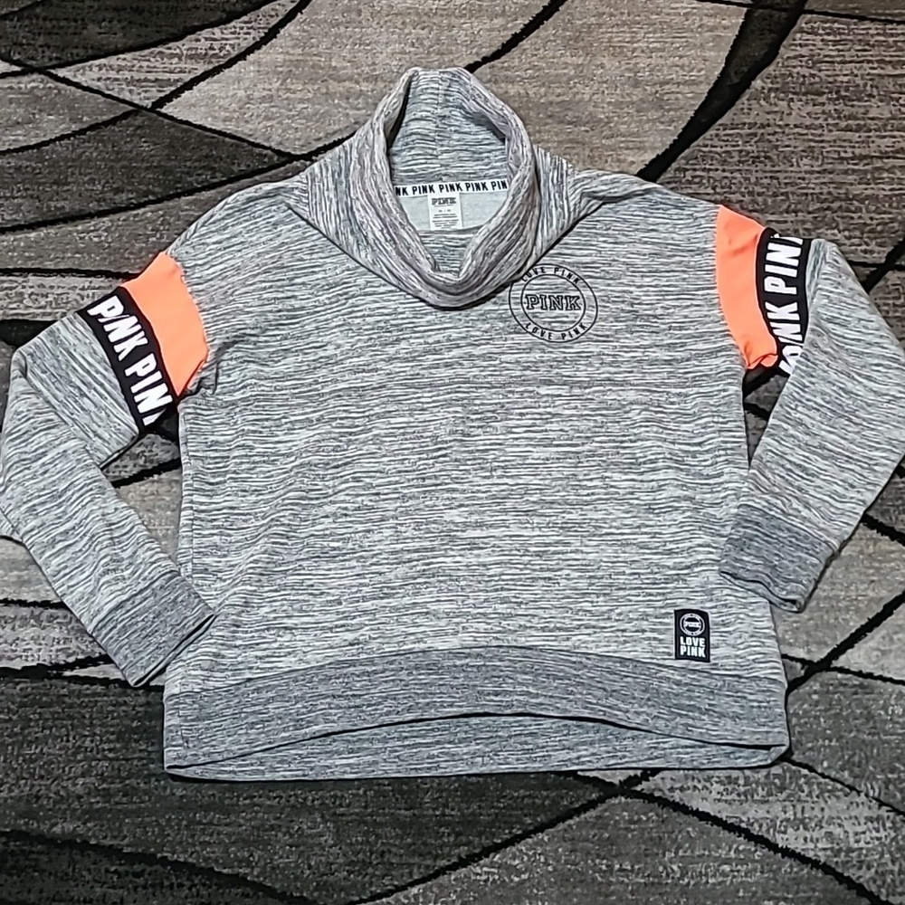 VS PINK 2016 CAMPUS FIT COWL-NECK LOGO SWEATSHIRT